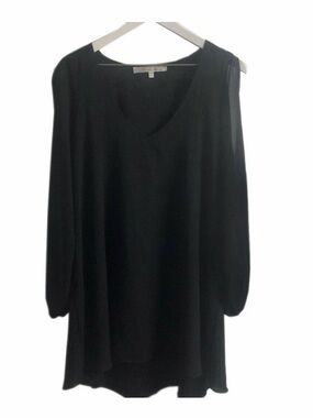 Lovers + Friends Black Long Sleeve V-Neck Shift Dress Medium